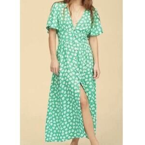 NWT Wrangler x Billibong Bright Skies Vneck Btn Waist Band Shirring Peasant Dr